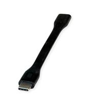 ROLINE USB4 Gen3x2 kabel, Emark, plat, C-C, ST/BU, 40Gbit/s, 100W, zwart, 11,5 cm - thumbnail