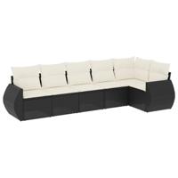 6-delige Loungeset met kussens poly rattan zwart - thumbnail