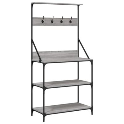 Bakkersrek met haken 4-laags bewerkt hout grijs sonoma eiken Bakkersrek met haken 4-laags bewerkt hout grijs sonoma eiken