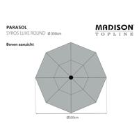 Parasol Syros 350cm met volant grijs - thumbnail