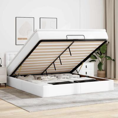 Ottoman bed met matras 180x200cm kunstleer wit