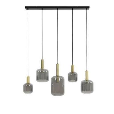 Light & Living Eettafel hanglampLekar 5x E27 - messing met smoke glas - 2946284