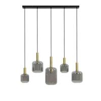 Light & Living Eettafel hanglampLekar 5x E27 - messing met smoke glas - 2946284 - thumbnail