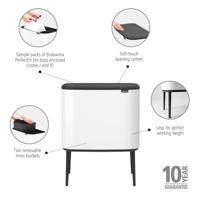 Brabantia Bo touch bin 11+23 liter white - thumbnail