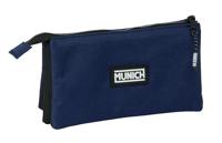 Pennenetui met 3 vakken Munich Basic Marineblauw 22 x 12 x 3 cm - thumbnail