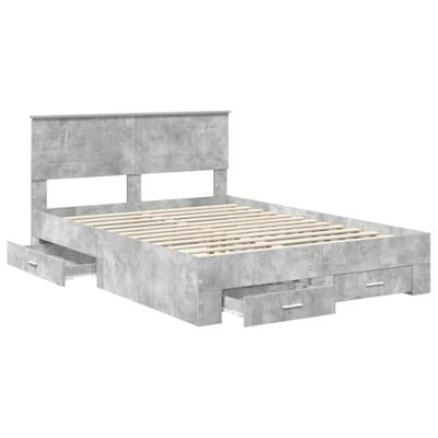 Bedframe met hoofdeinde Beton Grijs 140 x 190 cm Bewerkt hout