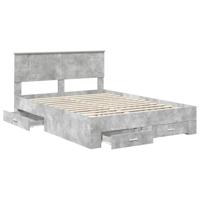 Bedframe met hoofdeinde Beton Grijs 140 x 190 cm Bewerkt hout - thumbnail