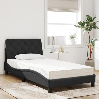 Bed met matras fluweel zwart 100x200 cm