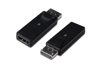 Digitus DB-340602-000-S DisplayPort / HDMI Adapter [1x DisplayPort stekker - 1x HDMI-bus] Zwart Afgeschermd (dubbel), Afsluitbaar