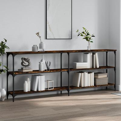 Wandtafel 200x29x75 cm bewerkt hout gerookt eikenkleurig