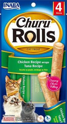 INABA Churu Rolls Chicken recipe wraps Tuna recipe - Kattensnoepje - 4x10 g