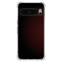 Google Pixel 8 Pro Doorzichtige Silicone Hoesje Geruit Rood - thumbnail