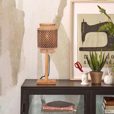 GOOD&MOJO Tafellamp 'Bhutan' Bamboe, 45cm, kleur Naturel/Zwart