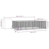 Hondenkennel met dak 10x6x2,5 m gegalvaniseerd staal zilver - thumbnail