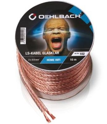 Oehlbach Luidsprekerkabel 2 x 2,5 mm², minihaspel 10 m Luidspreker kabel Transparant