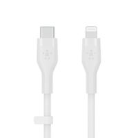 Belkin BoostCharge Flex siliconen USB Type C/Lightning-kabel (2 m), MFi-gecertificeerde 20 W PD Power Delivery-snellaadkabel voor iPhone 14/14 Plus, 13, 12, Pro, Max, mini, SE, iPad en meer – Wit - thumbnail