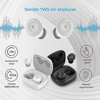 KSIX Oblivion Draadloze Bluetooth-hoofdtelefoon, HD-microfoon voor oproepen, waterdicht, spraakassistent, 19 uur batterijduur, True Wireless Stereo, Touch-bediening, zwart - thumbnail