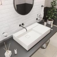 Opbouw Waskom Ideavit Solidbliss 80x45x12 cm Solid Surface Mat Wit - thumbnail