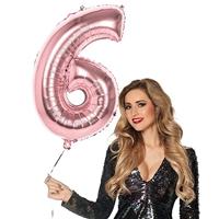 Folieballon &apos;6&apos; Roségoud groot - thumbnail
