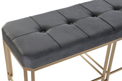 Kruk DKD Home Decor Grijs Metaal Fluweel (120 x 40 x 47 cm)