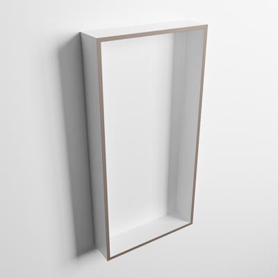 MONDIAZ EASY Nis 59,5x29,5cm in solid surface kleur Smoke | Talc. 1 vak geschikt voor in- of opbouw MONDIAZ EASY Nis 59,5x29,5cm in solid surface kleur Smoke | Talc. 1 vak geschikt voor in- of opbouw