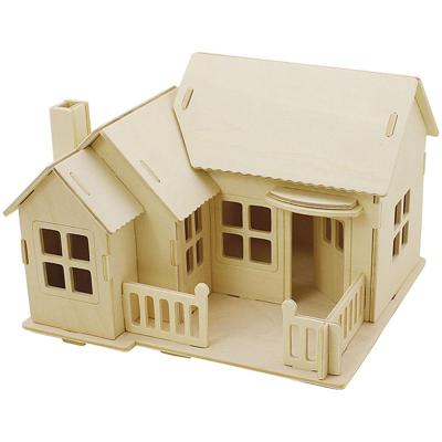 Creativ Company 3d houten constructie set, huis met terras, afm 19x17,5x15, 1 stuk
