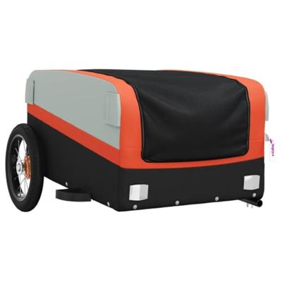VidaXL Fietstrailer 30 kg ijzer zwart en oranje - thumbnail