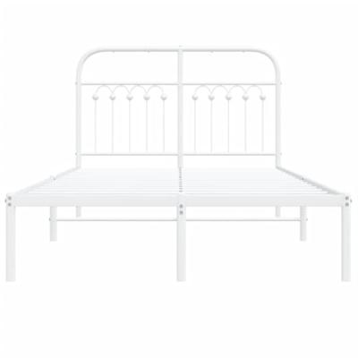 Bedframe met hoofdbord metaal wit 120x200 cm