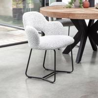 MUST Living Eetkamerstoel 'Vista' Bouclé, kleur Lichtgrijs - thumbnail