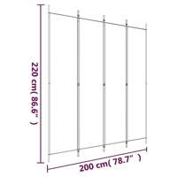 Kamerscherm met 4 panelen 200x220 cm stof wit - thumbnail