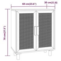Dressoir 60x30x70 cm massief grenen hout en rattan zwart - thumbnail