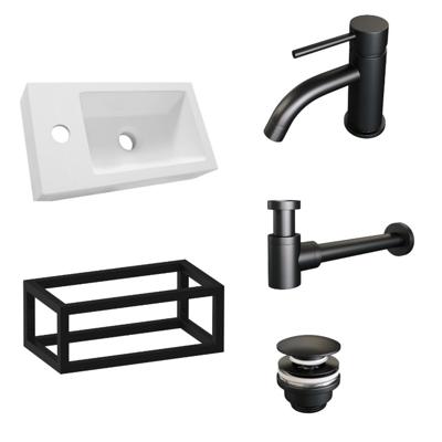 Fonteinset Brauer Black Edition 40x22 cm Wit Incl. Toebehoren en Frame Mat Zwart Brauer Fonteinset Brauer Black Edition 40x22 cm Wit Incl. Toebehoren en Frame Mat Zwart Brauer