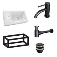 Fonteinset Brauer Black Edition 40x22 cm Wit Incl. Toebehoren en Frame Mat Zwart Brauer - thumbnail