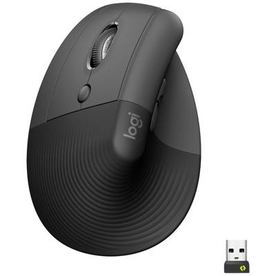 Logitech Lift Left Vertical Ergonomic Mouse Ergonomische muis Bluetooth, Radiografisch Optisch Graphite 6 Toetsen 4000 dpi Ergonomisch