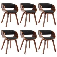 Eetkamerstoelen 6 st gebogen hout en stof grijs - thumbnail