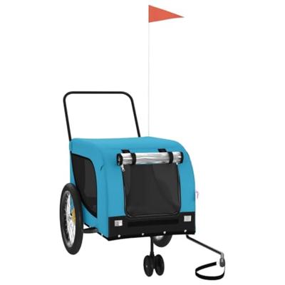Hondenfietstrailer oxford stof en ijzer blauw en zwart - thumbnail