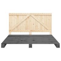 Bedframe met hoofdbord massief grenenhout grijs 200x200 cm - thumbnail