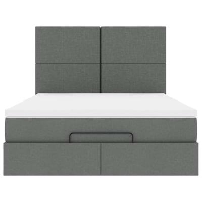Ottoman bed met matras en LED's 140x200cm stof donkergrijs