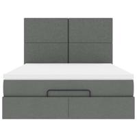 Ottoman bed met matras en LED's 140x200cm stof donkergrijs - thumbnail