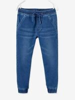 Makkelijk aan te trekken jongensbroek van molton met denim-effect stone - thumbnail