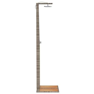 Buitendouche 50x55x224 cm poly rattan en acaciahout grijs - thumbnail