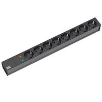 Bachmann 333.534 19 inch Stekkerdoos voor patchkast 1 HE Geaarde contactdoos Overspanningsbescherming Zwart - thumbnail