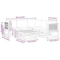 6-delige Loungeset met kussens massief acaciahout - thumbnail