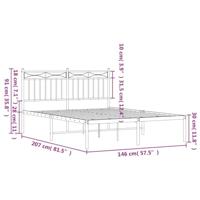 Bedframe met hoofdbord metaal wit 140x200 cm - thumbnail