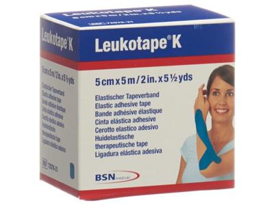 Leukotape K Kleefwindel Elast Blauw 5,0cmx5m 1