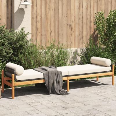 Tuinbank met kussen poly rattan acacia zwart Tuinbank met kussen poly rattan acacia zwart