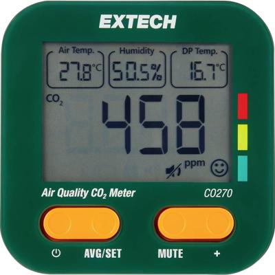 Extech Luchtkwaliteitsmeter Temperatuur, Luchtvochtigheid, Koolstofdioxide, Condensatiepunt