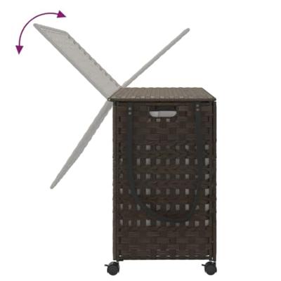 VidaXL Wasmand op wielen 66x35x60 cm rattan donkerbruin VidaXL Wasmand op wielen 66x35x60 cm rattan donkerbruin
