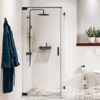 Draaideur Sealskin Pure Voor Combinatie Met Zijwand 100x200 cm Helder Glas Antikalk Mat Zwart - thumbnail