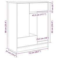 Dressoir met lades en deuren 73x31x90 cm ambachtelijk - thumbnail